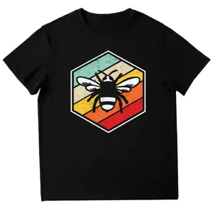 Men'S & Women'S Honey Bee Swarm Graphic T-Shirt - 100% Casual Short Sleeve Round Neck Tee with Bee & Honeycomb Print, All-Season Fit, S-XXXL Sizes for Outdoor & Casual Attire - Nature-Inspired Apparel for Beekeeping & Casual Outfits