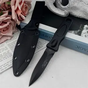Multifunctional everyday fixed-blade knife with blade strip and sheath; 8Cr13Mov blade; 1050 carbon steel hot-forged handle; outdoor camping knife; hiking and mountaineering tool; Outdoor Knives