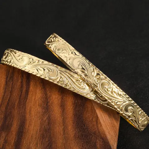 10mm Stackable Hawaiian Heritage Heirloom Scroll Design Bangle Bracelet, Beach Island Style Jewelry