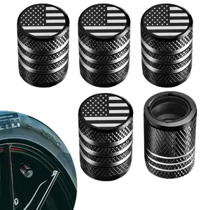5-Piece Tire Valve Stem Caps with American Flag Design, Durable Metal & Plastic Construction, Leak-Proof Sealing, Universal Fit for Cars & Bikes, Tire Pressure Caps