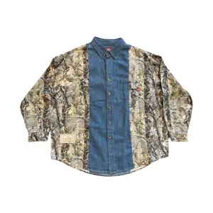 Tree Denim Vertical Mix Button Up