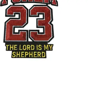 Large Spiritual Iron On Patch for Shirts Jackets Sweaters with "The Lord is My Shepherd" Design