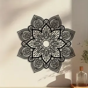 1pc Mandala Metal Wall Art, Art Wall Decoration, Flower Statue Mural, Perfect for Living Room Wall, Easter Decor, Ideal Gift for Buddhists, Powder-Coated Metal, Modern Home Decor