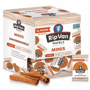 Rip Van Wafels Snickerdoodle Mini Stroopwafels – Low Carb, Low Sugar, Keto Friendly Snacks – Non-GMO, Healthy Office Snack & Breakfast Treat – 32 Pack