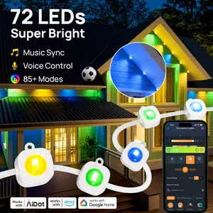 [Daily & Security Lighting] Linkind Smart Permanent Outdoor Lights RGBTW Christmas Lights 85 Scenes Modes IP67 Waterproof Alexa & Google Assistant Compatible for Daily Holiday Decorations