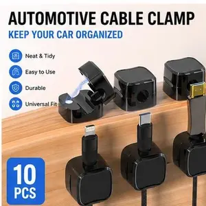 10PCS Magnetic Cable Organizer, Black Cord Holder Clips, Self-Adhesive Cable Management for Desk, Car, Home & Office