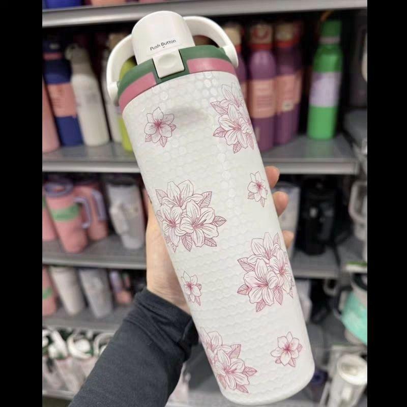 Owala FreeSip Sway 30oz Golf Rhododendron DSG Co-Branded Tumbler with Handle & Straw, Large Capacity 890ml Stainless Steel Insulated Water Bottle, Leak-Proof Sports Bottle for Gym, Hiking, Trave