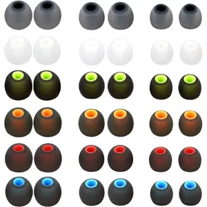 Replacement Silicone Rubber Earbud Tips Covers Fit Most in-Ear Earbuds, Inner Hole 3.8mm -5.1mm, 18 Pairs S M L Eartips for Headphones