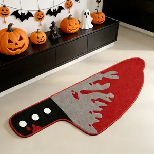 Halloween Fun Knife Shaped Long Carpet Mat, Creative Fashion Non-Slip Washable Plush Rug, Decorative Rugs, Home Decor for Living Room Bedroom Kitchen