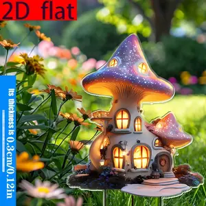 Dreamy Mushroom House Acrylic Art, Outdoor Garden Decor, Multi-Functional Courtyard Sculpture, Garden Sculptures Statues, Perfect Gift for Holidays, Garden Accessories