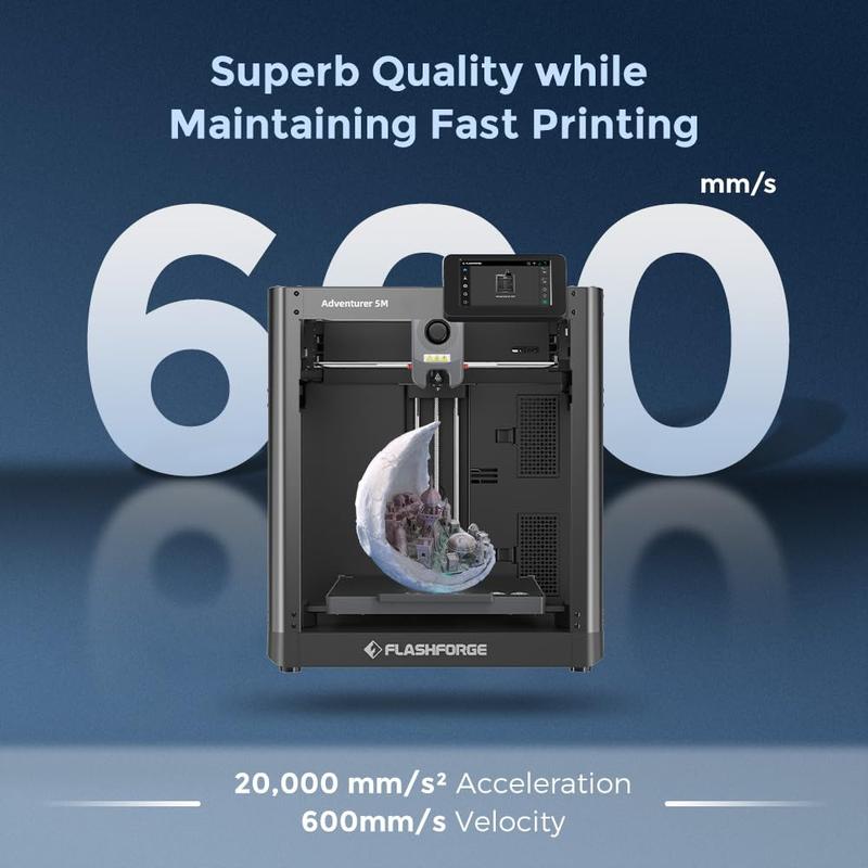 Flashforge AD5M 3D Printer, 600mm/s High Speed Printing & Screen, 1 Count, 8.7 x 8.7 x 8.7''