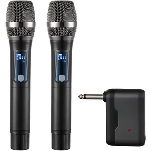 Microphone with AI Auto Match , Professional  2.4GHz Rechargeable 2 count Microphones with 300 FT Extra Long Distance  Receiving for Karaoke Singing DJ Church Classroom