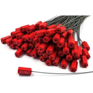 (200 PCS) 11.8 inch   Seals Numbered Tamper Proof  Tags, Steel Pull-Tite Container Seals Wire Seals, Metal Self-Locking  Steel Wire Seal for  Container Shipping, Red