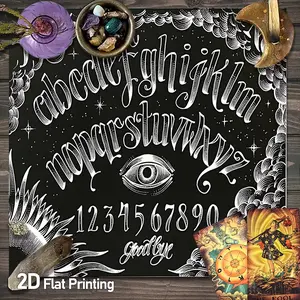 Ouija Board Tarot Card Alphabet Altar Tablecloth Event Party Supplies for Spread Divination Black Magic Astrology Spiritual Tarot Pad Vintage Square Gaming Tablecloth Party Games Activities