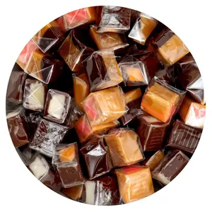 Assorted Caramel Squares Candy, 1 Pound Bulk Bag (Approximately 75 pieces), Assorted Flavored Caramel Cubes, Individually Wrapped Chewy Candy