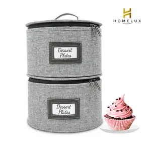 HOMELUX THEORY 2pc Dessert Storage with Lid, Hard Shell China Storage Containers, Heavy Duty Dinnerware Storage Box with 24 Felt Pads and Thick Surface for Dishes and Dinner Plate, Move Out Essentials