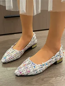 Women's Flat Non-Slip Soft Comfort Casual Shoes, Footwear, Large Size Suede Material, Simple Fashion Durable Daily Wear, Slip-On Backless Slippers