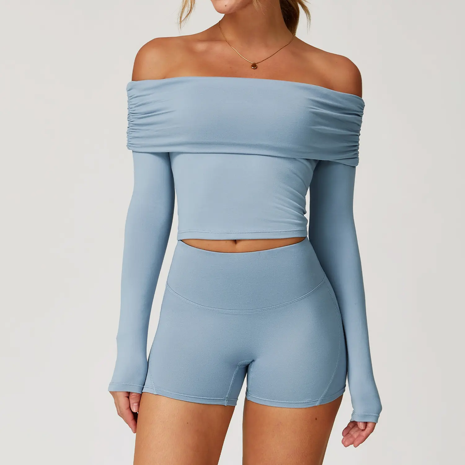 9152long sleeves+9152shorts  haze blue