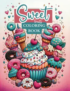 Sweet Treats Coloring Book: Delicious Desserts Featuring Cupcakes, Cookies, Waffles, Cakes, Sundae and More. Fun and Easy for Kids