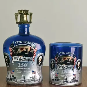 Vintage Style 250th Anniversary 'we the People' Glass Whiskey Bottle, Exquisite Bar Decorative Ornament, Perfect for Collectors