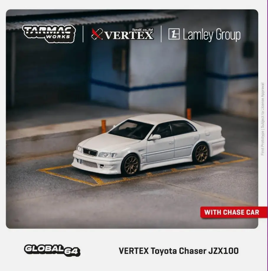TARMAC 1:64 SCALE VERTEX TOYOTA CHASER JZX100 WHITE METALLIC