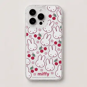 Cute Kawaii Miffy Cherry Teddy Bear Magnetic Clear Phone Case, Kawaii Bunny Magsafe Shockproof Protective Cover Compatible with iPhone 11-17 Series & Samsung Galaxy S23-S26 Ultra