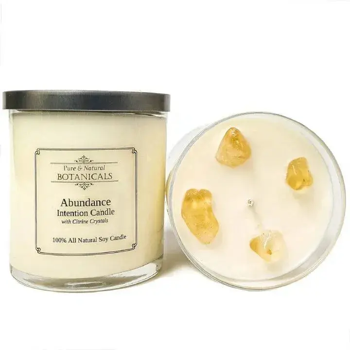 Abundance Intention Soy Candle - 100% All Natural with Citrine Crystals