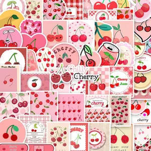 90Pcs Cherry Stickers Pack, Waterproof Pink Coquette Cherry & Fruit Vinyl Decals for Laptop, Water Bottle, Journal & Scrapbook, Sweet Lover Gift, Sticker Sheets