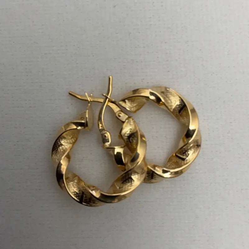 Elegant Gold Color Twisted Hoop Earrings for Women - Classic Design with Secure Clasp Closure
