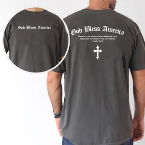 ChicCotton God Bless America Comfort Colors Shirt, American Christian Men T-shirt, Faith Based Graphic Tee For Men, Bible Verse Men Clothing