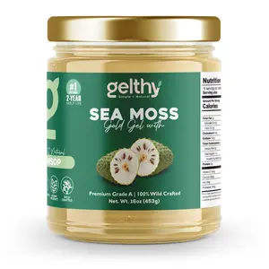 Gold Sea Moss Gel with Soursop 2 Year Shelf Life Wildcrafted from St. Lucia Supplement
