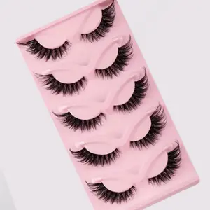 5 Pairs Cat-Eye Natural Long Eyelashes, Wing-Shaped Outer Corners, Extended Fluffy False Eyelashes, Comic Style Makeup Enhancements, Eyelash Set