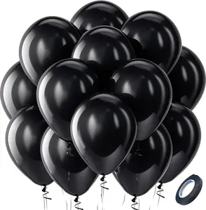 Bezente Black Balloons Latex Party Balloons - 100 Pack 12 inch Round Helium Balloons for Birthday Graduation Casino Gaming Anniversary Black History Month Themed Party Decorations 2026