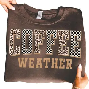 Retro Coffee Weather Sweatshirt, Coffee Lover Gift, Cozy Weather Sweatshirt, Retro Checkered Fall Sweatshirt, Coffee Weather Checkered Sweatshirt