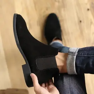 Men Casual Chelsea Boots British Style Slip On Loafers Short Boots