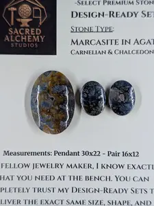Oval Shape - Marcasite in Agate - Sacred Alchemy Select - Design-Ready Set