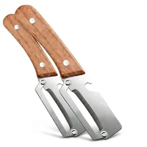 2-in-1 Multi-Purpose Vegetable Peeler with Bottle Opener, Wooden Handle & Stainless Steel Blade, Kitchen Tool for Peeling Sugarcane, Potato, Fruit, Pineapple, Pumpkin, Papaya, Carrot & All Vegetables