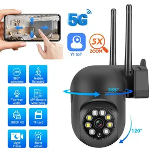 2K WiFi Security Camera Outdoor Wired ,2.4G/5G WiFi 360° PTZ Surveillance Security Cameras Outdoor,Color Night Vision, Motion Detection & Auto Tracking, 2 Way Audio, Local/Cloud Storage