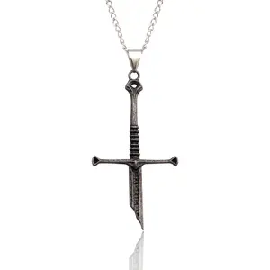 Narsil Broken Sword Necklace - LOTR Lord Power Pendant - Gothic Cosplay Jewelry Accessories Gift for Man Woman Fans