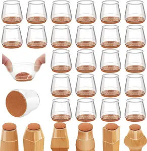 24Pcs Silicone Chair Leg Floor Protectors, Rubber Chair Leg Protectors for Hardwood Floors, Chair Leg Caps Chair Leg Covers for Wooden Floors(Clear, Large)