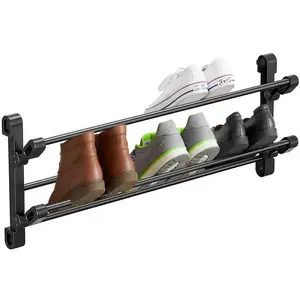 Foldable 26-Inch Wall Mounted Shoe Rack Organizer, Holds 6 Pairs, Small Shoe Rack for Entryway, Door or Closet,-Saving Wall Shoe