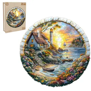 3D Sea island Wooden Jigsaw Puzzle for Adults and Kids Unique Shape Animal Wood Puzzles Challenging Puzzle Family Game Creative Gifts Laser Cut Durable HDF Wood Puzzle Colorful Floral Beautiful