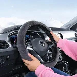 Universal Fit Fuzzy Steering Wheel Cover - Winter Warm Non-Slip Faux Fur Plush Comfort for Cold Weather Driving All Cars