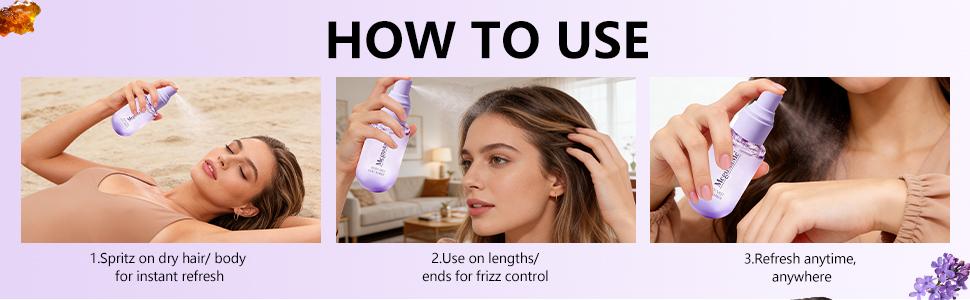 MegustaMe Women's Light Purple Body Spray - Lasting Floral & Woody Fragrance, Paraben & Phthalate Free, Gentle Daily Perfume, Travel Size, Skin-Safe, All Skin Types