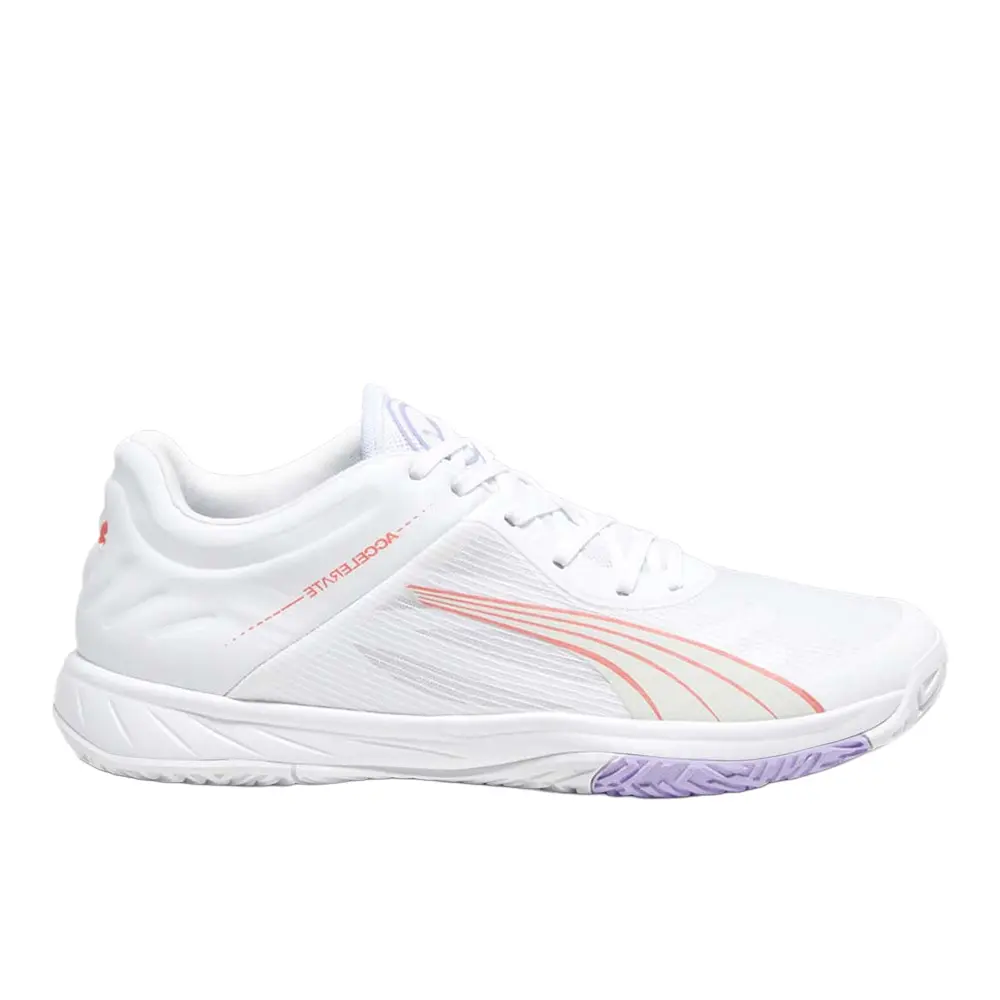 PUMA Womens Accelerate Turbo Court Volleyball Sneakers Shoes - White PUMA Womens Accelerate Turbo Court Volleyball Sneakers Shoes - White