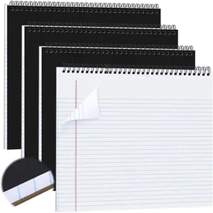 4 count Legal Pads Landscape Notebooks Hole Punched Top Spiral Bound Notebooks 11 x 9.5 Inch College Ruled Drawing Notepad  Line for Removal 50 Sheet Office Steno Book(White)
