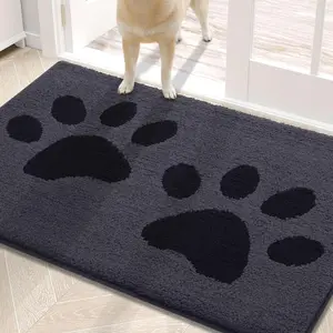 Dog Door Mat for Muddy Paws, Absorbent Dirt Trapper Washable Indoor Doormats, Non Slip Low-Profile Mud Mat for Dogs, Front Entrance Doormat for Inside Floor (30x20 Inches, Black)