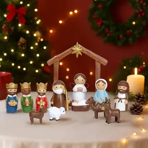Christmas Nativity Scene Set 14 Piece Nativity Scene with Manger for Nativity Scene Indoor Decor Nativity Story Figures Nativity Set Decoration Mini Miniature Religious Christmas Holy Family Figurines
