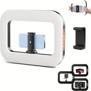 Smartphone Video Rig with Light, Cell Phone Handheld Stabilizer with Ring Light 2500-8500k Selfie Light for Camera, Smartphone, Action Camera, Setup, Filmmaking, Makeup, Vlogging