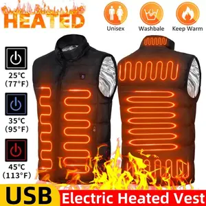 Electric Heating Vest 9 Heat Areas Men USB Charging Heated Body Warmer Clothing